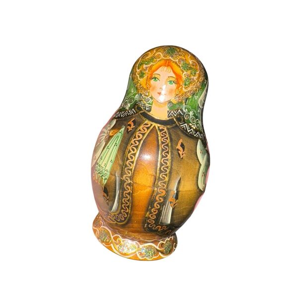VINTAGE 5 Pc RUSSIAN‎ NESTING DOLLS SIGNED Paguohoba Russia Beautiful Hand Paint - Picture 6 of 16